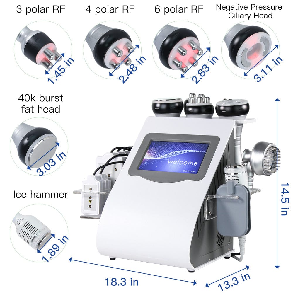 Bornbyme Ultrasonic Cavitation Machine 9 In 1 40K Body Sculpting Cavitation Machine with Laser for Fat Reduction