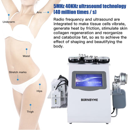 Bornbyme Ultrasonic Cavitation Machine 9 In 1 40K Body Sculpting Cavitation Machine with Laser for Fat Reduction