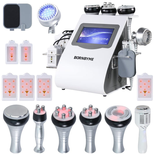 Bornbyme Ultrasonic Cavitation Machine 9 In 1 40K Body Sculpting Cavitation Machine with Laser for Fat Reduction