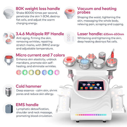 Bornbyme Ultrasonic Cavitation Machine 9 In 1 80K Body Sculpting Cavitation Machine Laser Fat Reduction