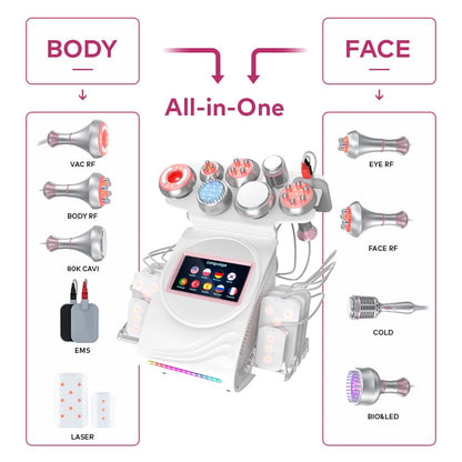 Bornbyme Ultrasonic Cavitation Machine 9 In 1 80K Body Sculpting Cavitation Machine Laser Fat Reduction