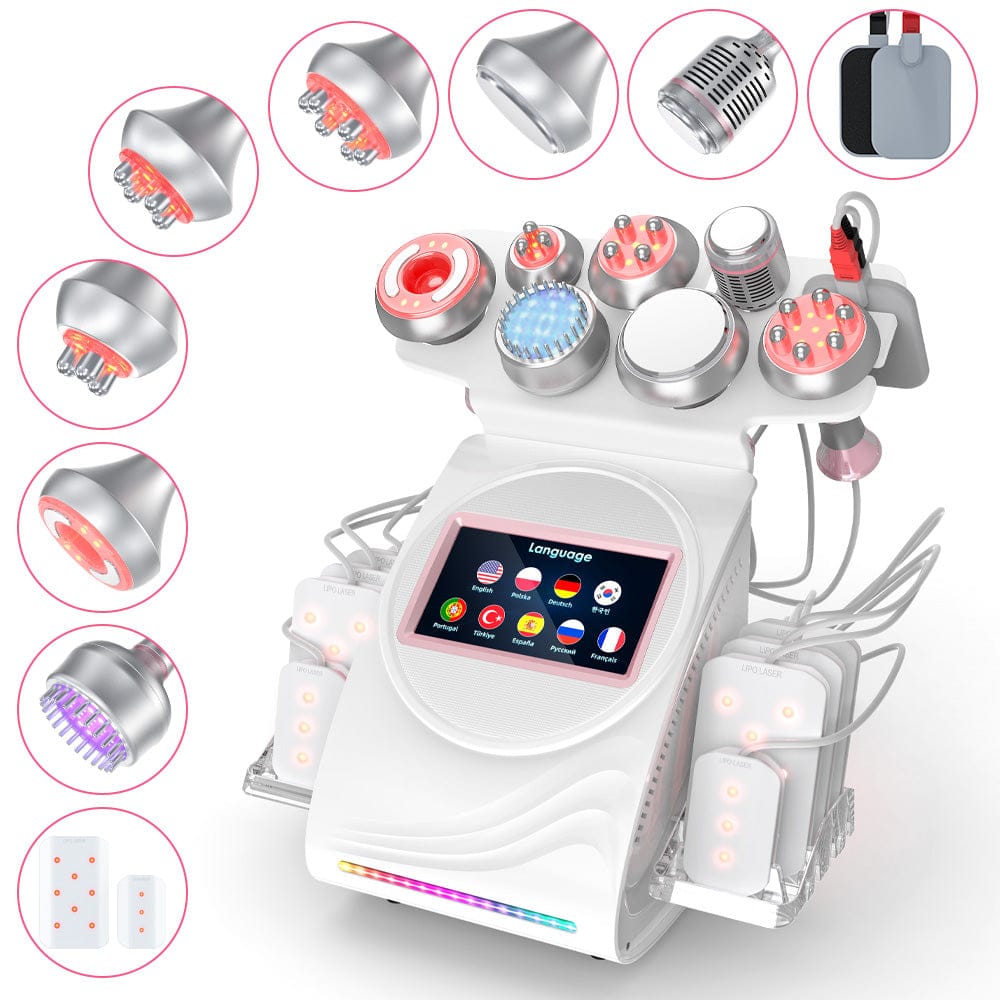 Bornbyme Ultrasonic Cavitation Machine 9 In 1 80K Body Sculpting Cavitation Machine Laser Fat Reduction