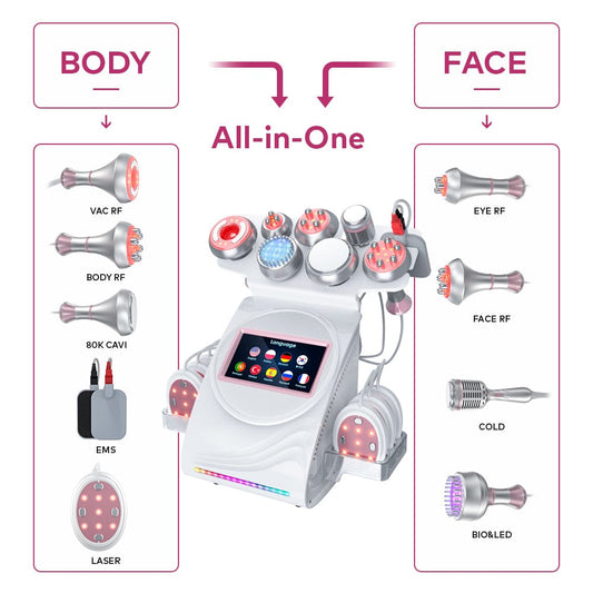 Bornbyme Ultrasonic Cavitation Machine 9 In 1 80K Body Sculpting Cavitation Machine with EMS Therapy