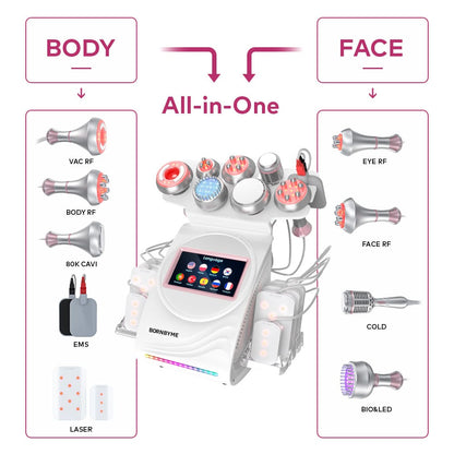 Bornbyme Ultrasonic Cavitation Machine 9 In 1 80K Body Sculpting Cavitation Machine with Laser for Fat Reduction