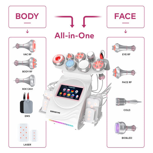 Bornbyme Ultrasonic Cavitation Machine 9 In 1 80K Body Sculpting Cavitation Machine with Laser for Fat Reduction