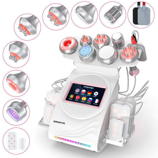 Bornbyme Ultrasonic Cavitation Machine 9 In 1 80K Body Sculpting Cavitation Machine with Laser for Fat Reduction