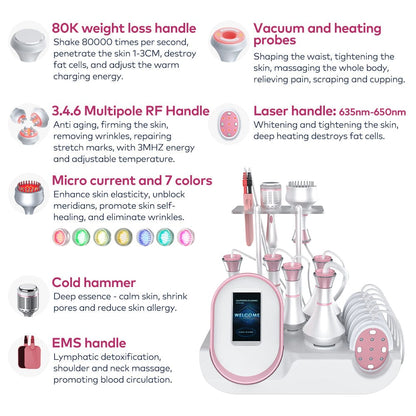 Bornbyme Ultrasonic Cavitation Machine 9 in 1 Body Sculpting Machine Skin Tightening & Weigth Loss Device