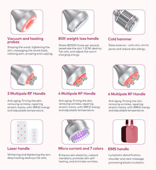 Bornbyme Ultrasonic Cavitation Machine 9 in 1 Body Sculpting Machine Skin Tightening & Weigth Loss Device