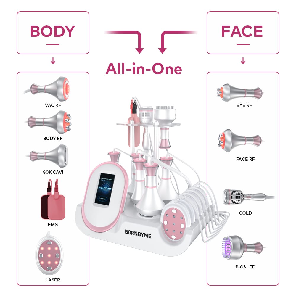 Bornbyme Ultrasonic Cavitation Machine 9 in 1 Body Sculpting Machine Skin Tightening & Weigth Loss Device